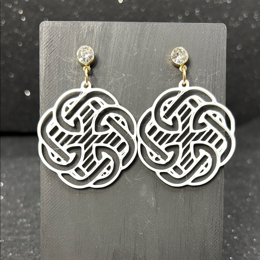 White and Gold Earrings